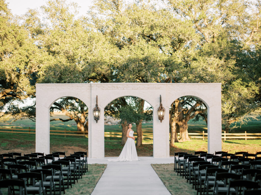 Texas wedding venue outdoor ceremony space with brick arches
