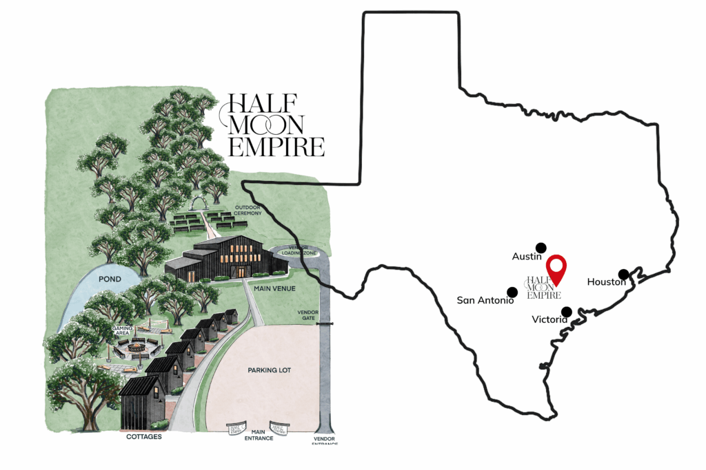 texas wedding venue, austin, san antonio, victoria, houston, shiner, texas, on site lodging, pond, oak trees