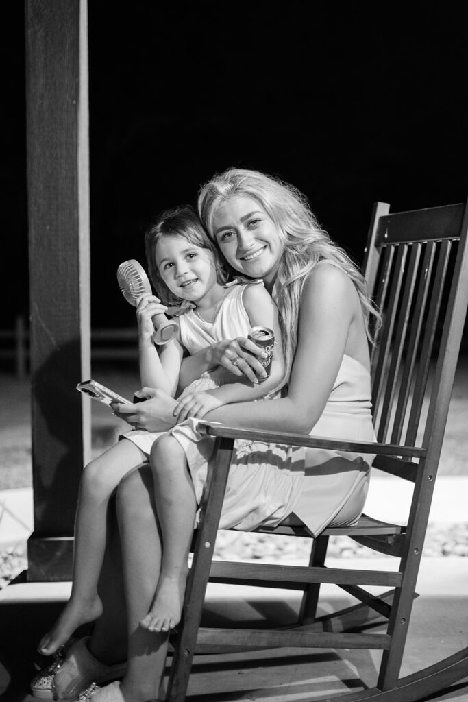 flower girl, porch rocking, texas wedding on site lodging, bride